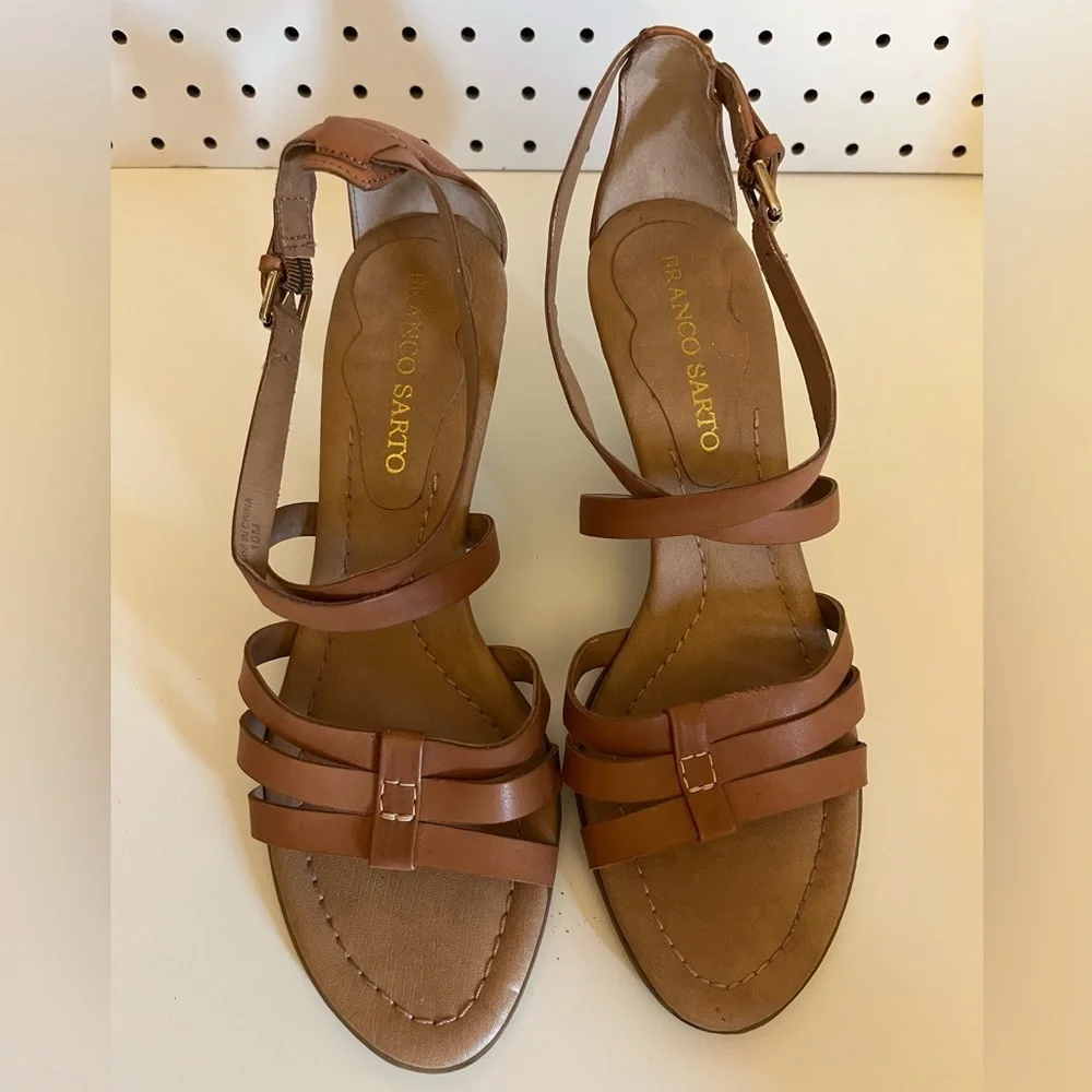 Franco Sarto Brown Strappy Kitten Heels